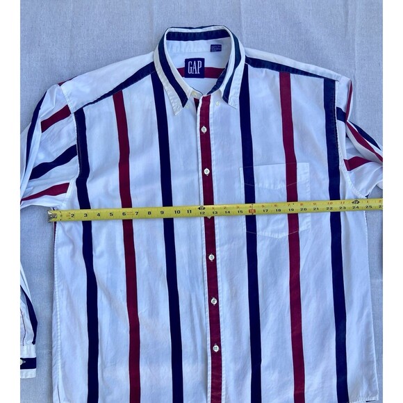 Vintage GAP Men’s XL Striped Button Down Shirt Red White Blue Y2K - Picture 6 of 16